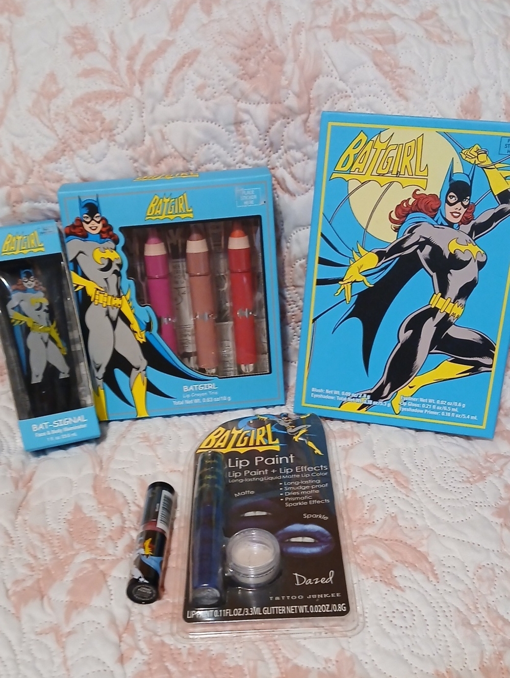 DC Comics Batgirl Lipstick & Lip Paint Set — Pink, Red, Purple, Nude